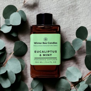 Dyfuzor z patyczkami Winter Bee Candles - Eucalyptus & Mint - 100ml - ostatnie sztuki!